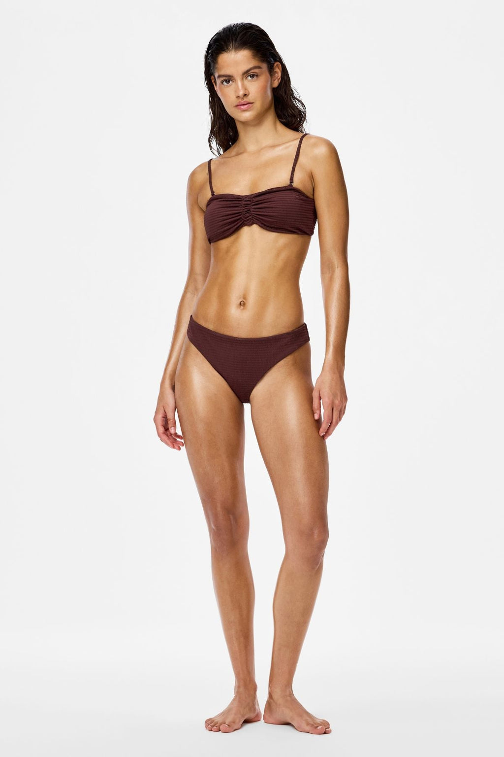Kaya Seersucker Bikini Brief - syvä mahonki