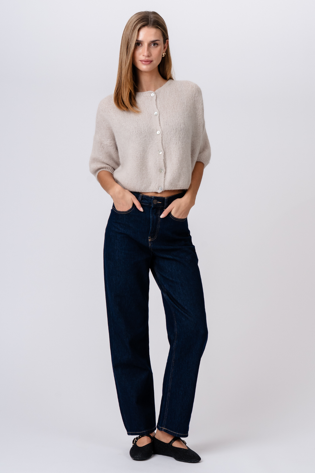 Mary lyhythihainen neule - beige