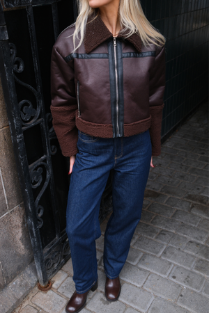 Daisy Shearling -takki - ruskea/musta