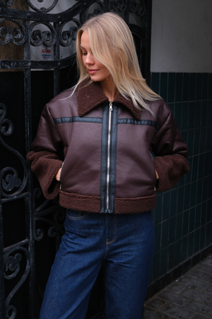 Daisy Shearling -takki - ruskea/musta