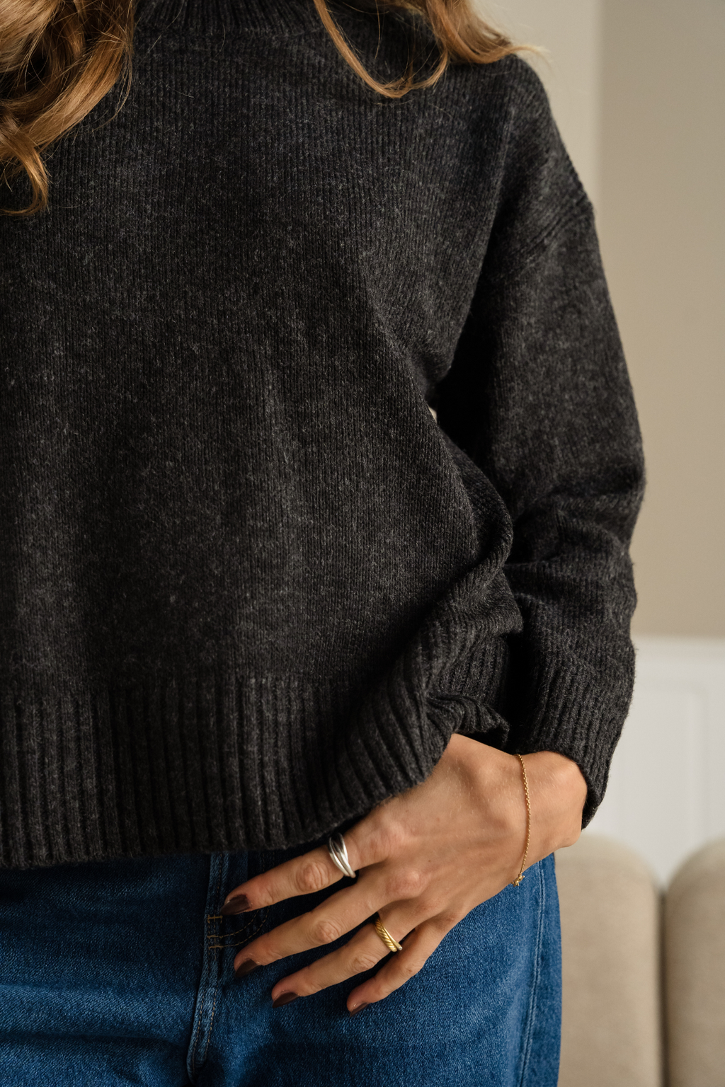 Emma Knit - tummanharmaa melange