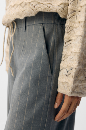 Lisa Wide Pant Aop - Keskikokoinen harmaa melange