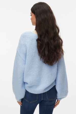 Ehkä 2-suuntainen V-kaula-aukkoinen villapaita - Cashmere Blue