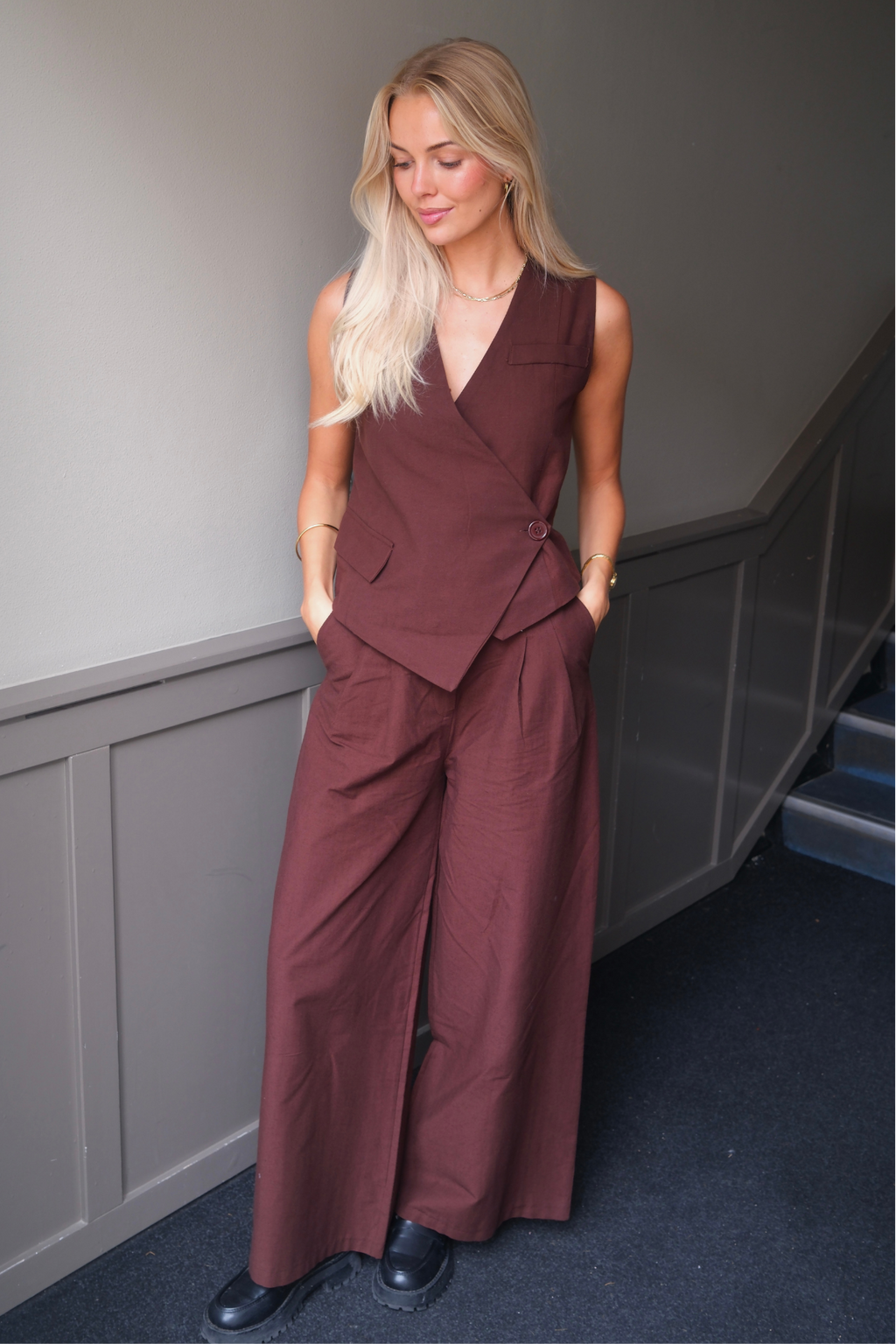 Melissa leveä Pants - ruskea