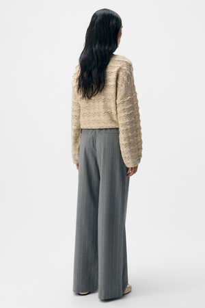 Lisa Wide Pant Aop - Keskikokoinen harmaa melange