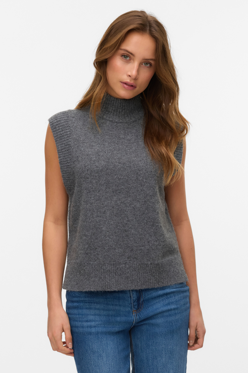 WOW Highneck -liivi - keskikokoinen harmaa melange