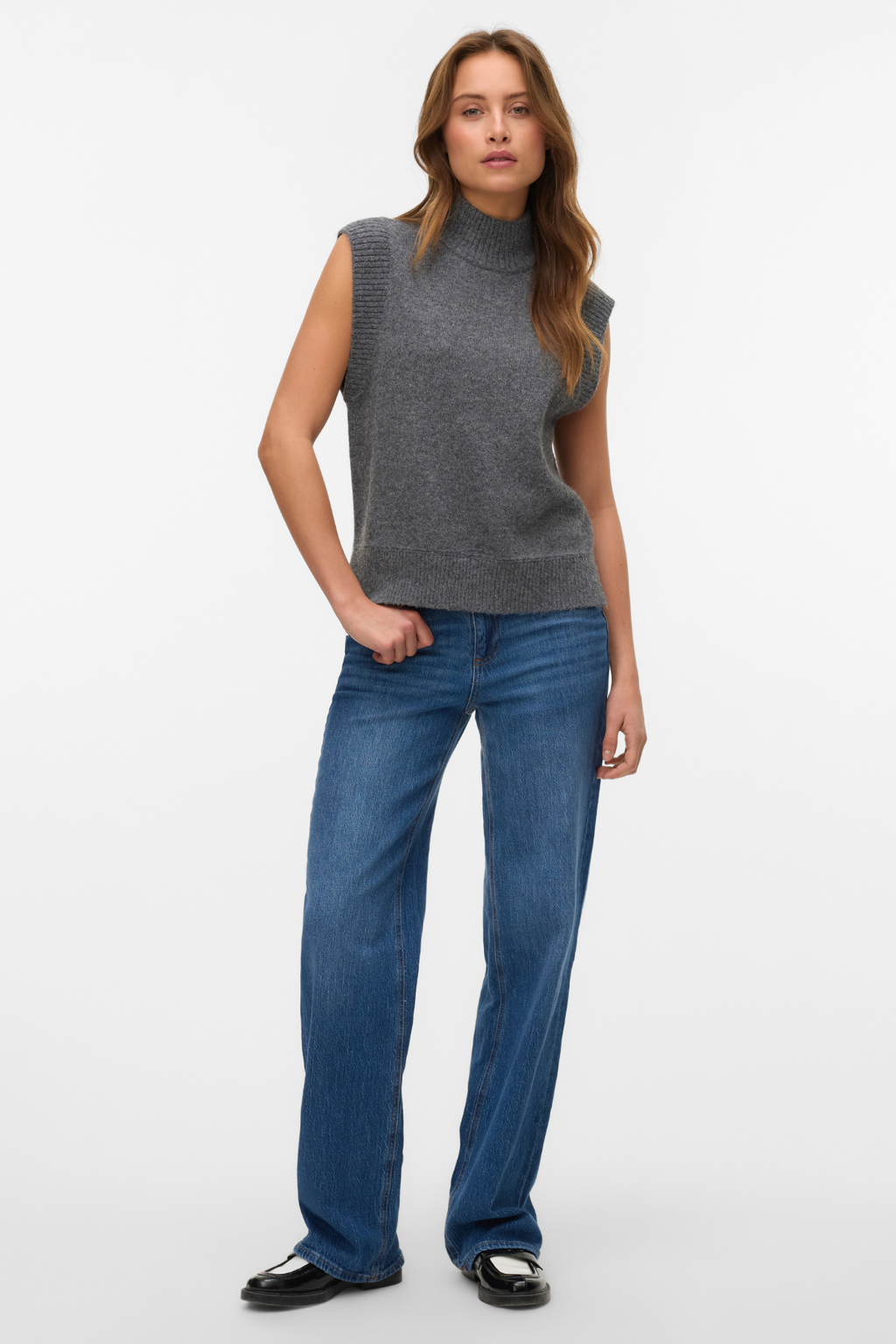 WOW Highneck -liivi - keskikokoinen harmaa melange