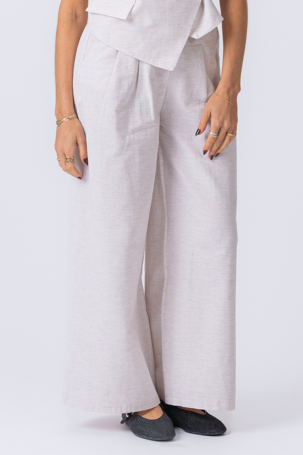 Melissa leveä Pants - vaaleanharmaa