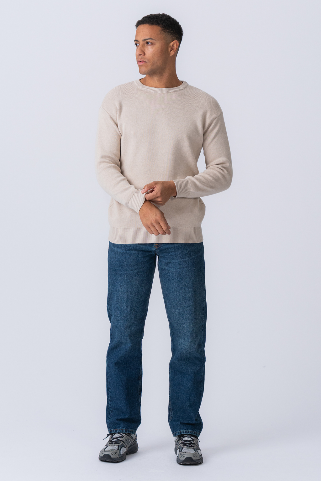 Crewneck Knit Pusero - Light Beige