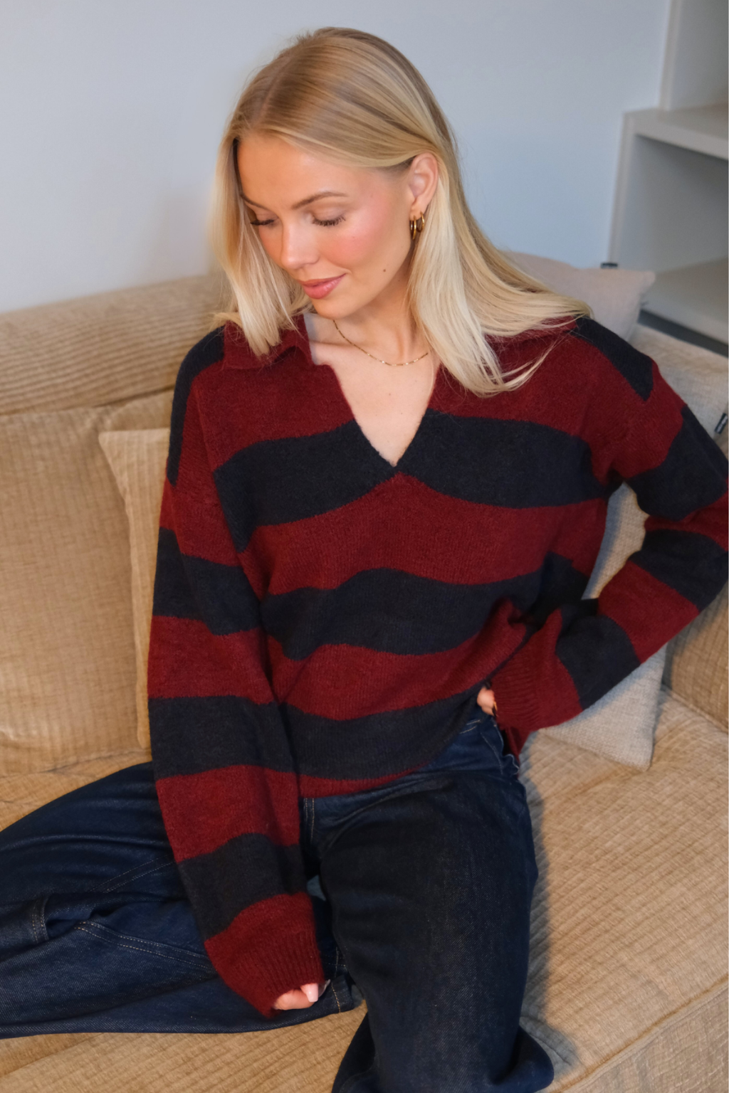 Nora Knit - Burgundy/ Deep Blue