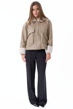 Faux Leather Shearling -takki - beige