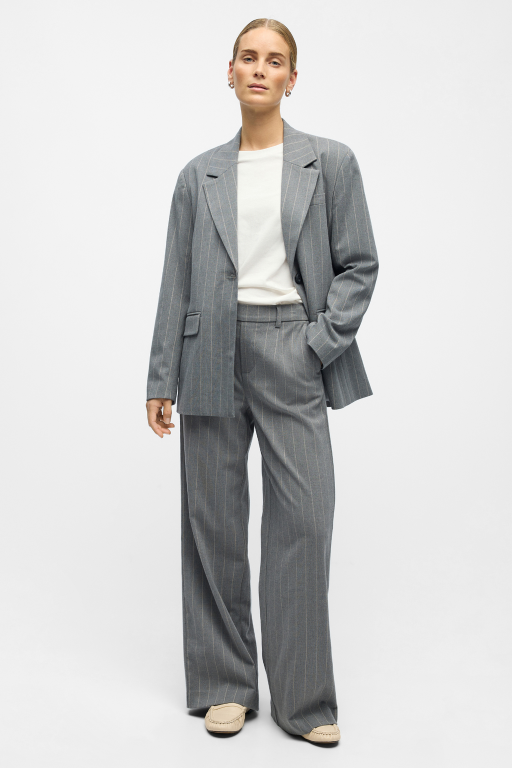 Lisa Blazer - Keskikokoinen harmaa melange