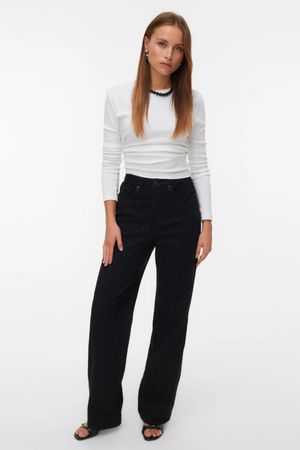 Tessa -leveät farkut eläinpainatus - musta denim leopardi