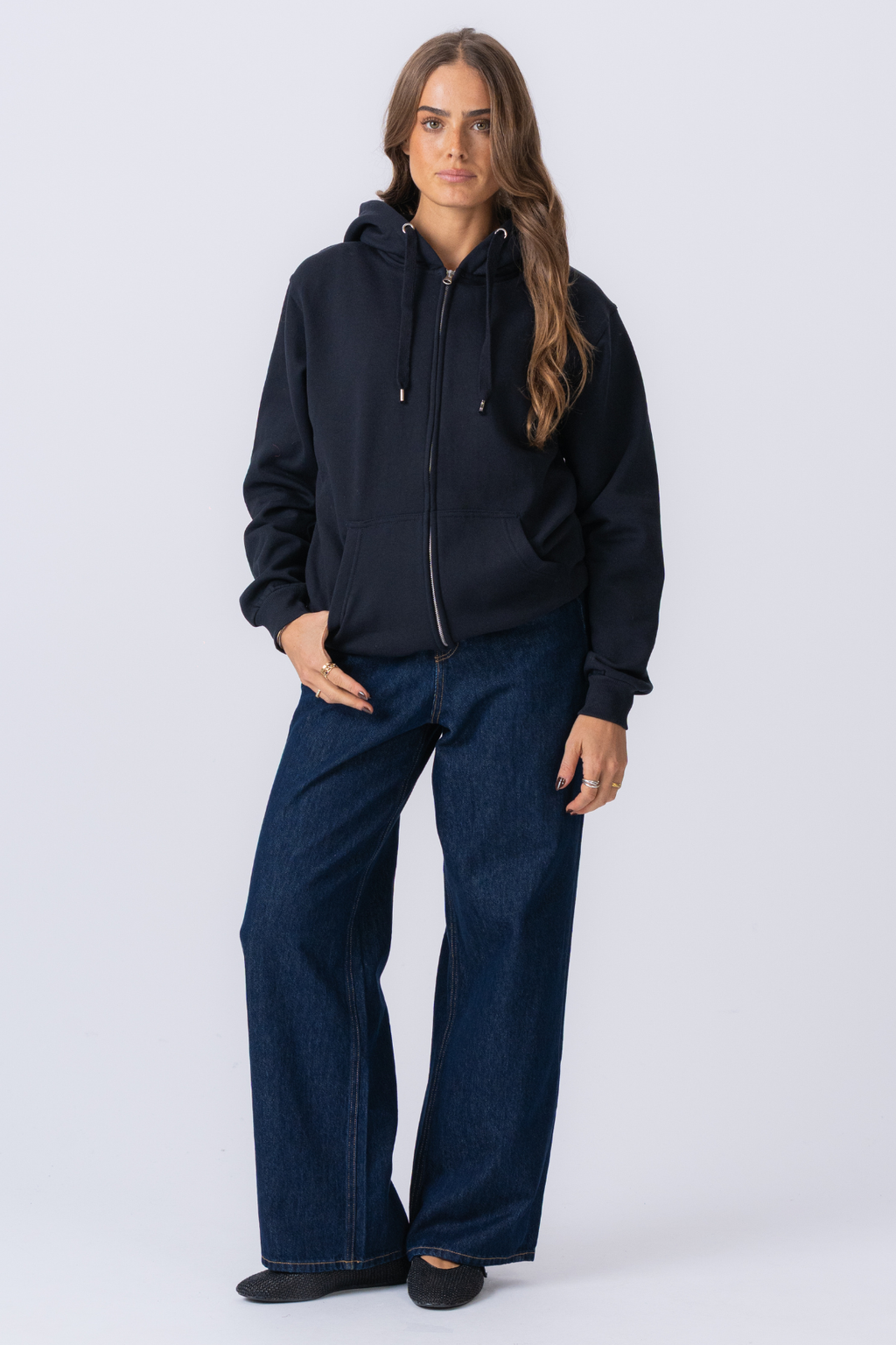 Basic Zip -huppari - tumma laivasto