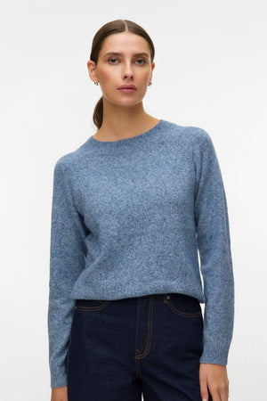 Doffy O-neck pusero - Dark Denim w. Valkoinen melange