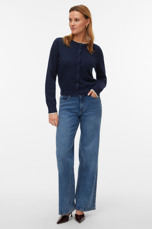 Ihana O-neck neuletakki - Navy Blazer w. Koivu