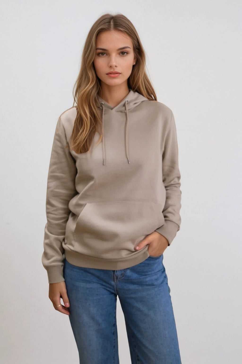 Poikaystävä hiki huppari - tumma beige