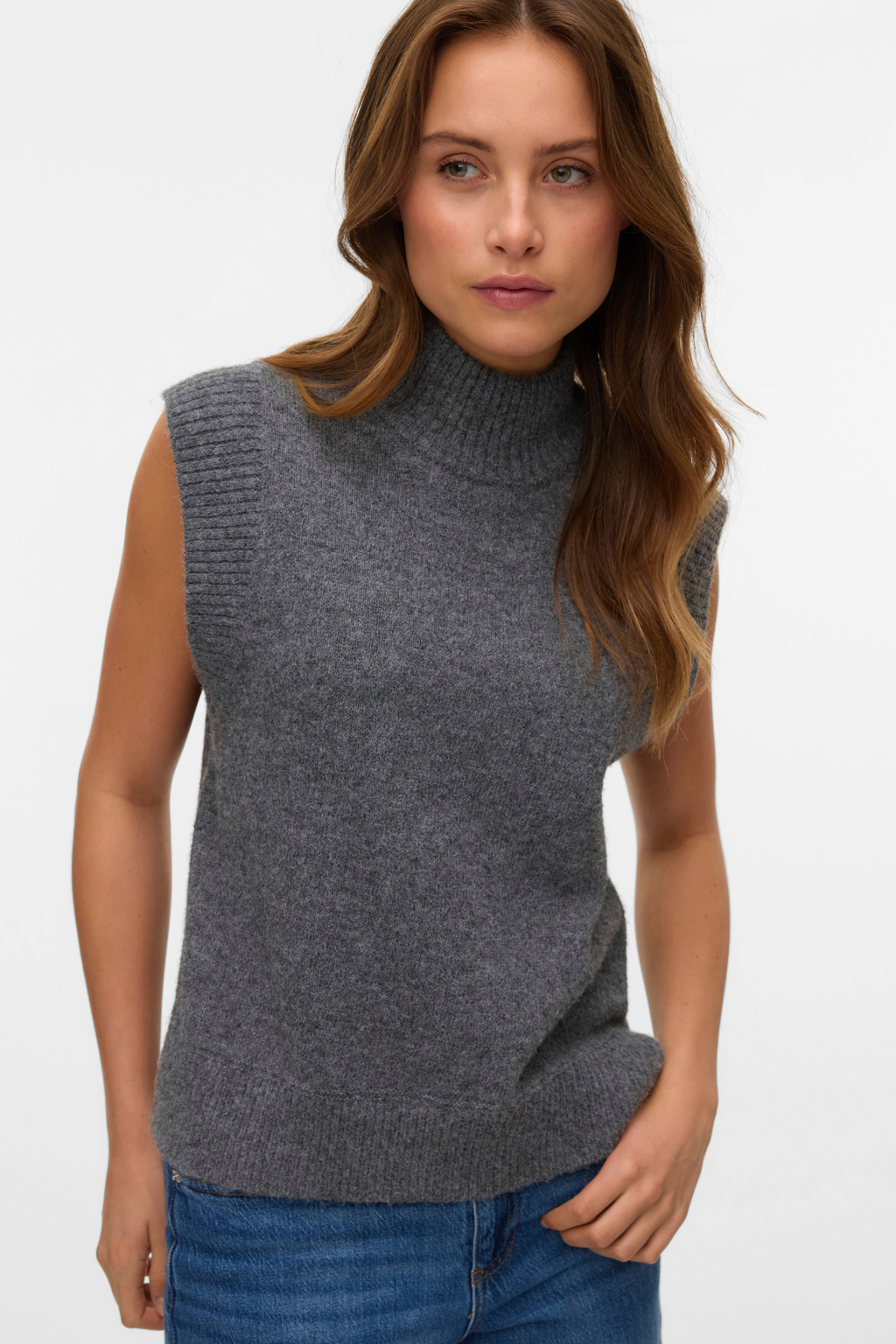 WOW Highneck -liivi - keskikokoinen harmaa melange