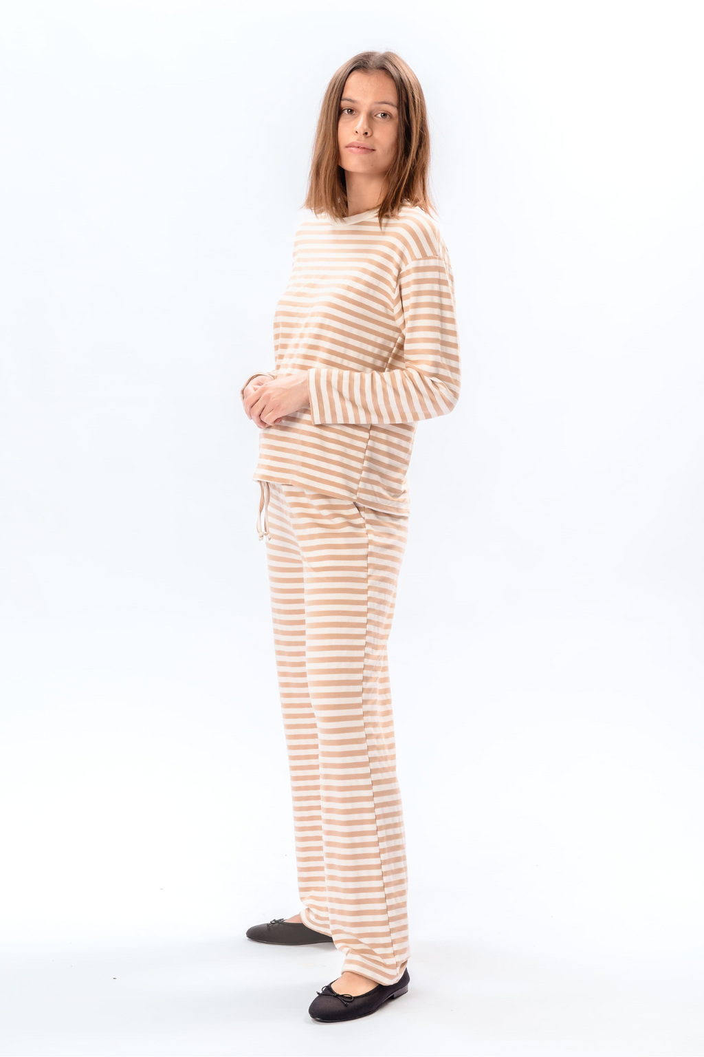 Raidallinen paita - Beige