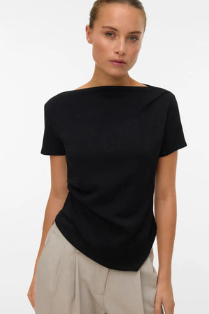 Mille Boatneck lyhyt toppi - musta