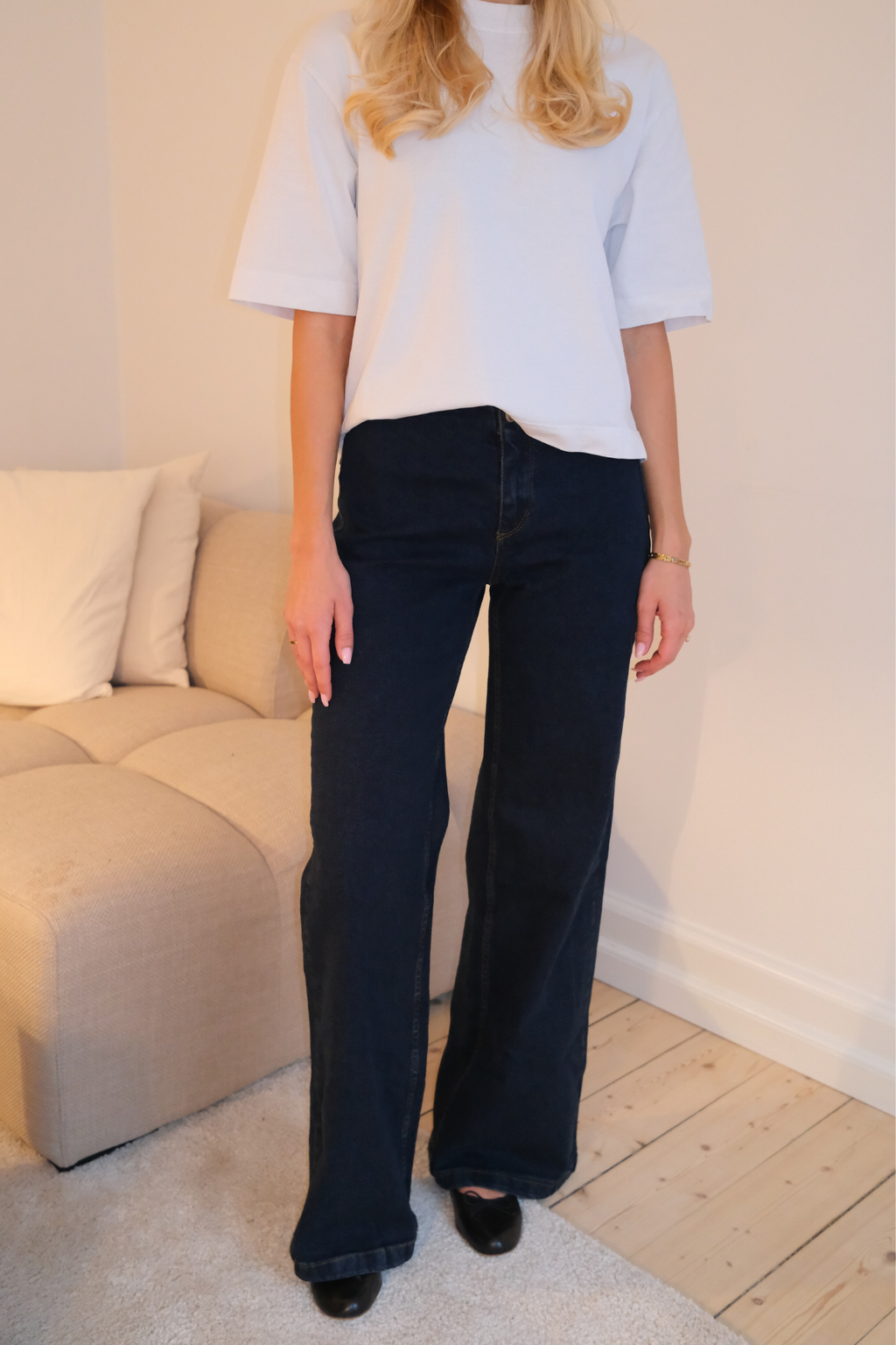 Miley Wide Jeans - tummansininen