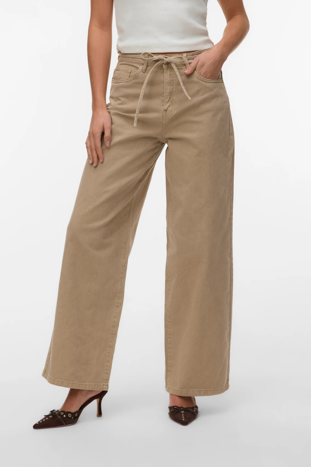 Wien leveä vyö, värilliset farkut - hopea minkki