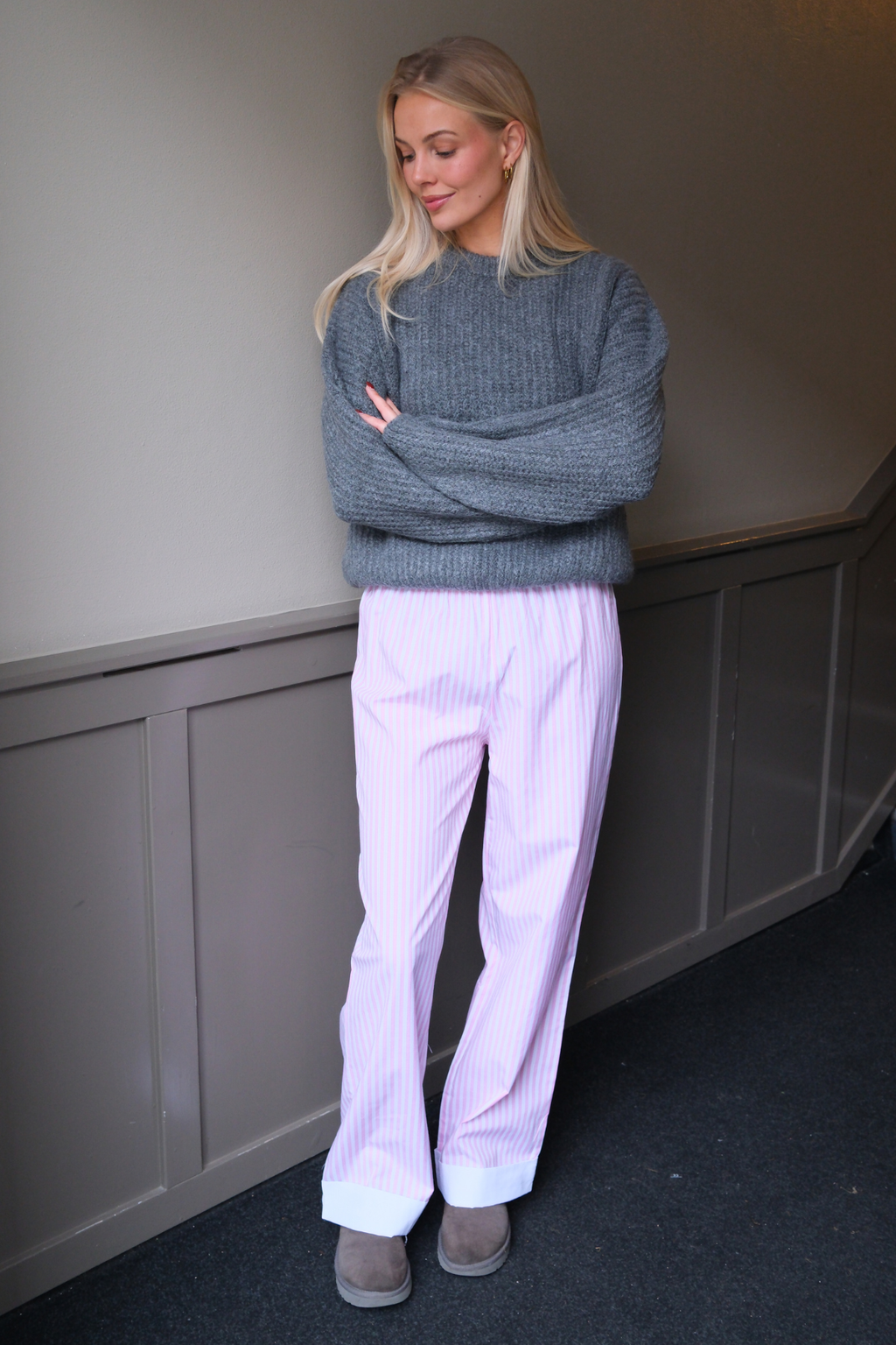 Layla raidallinen Pants - vaaleanpunainen