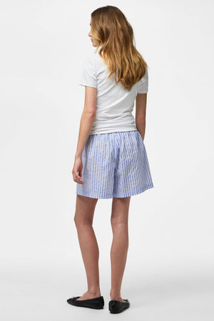 Olly korkeavyötäröinen Shorts - Hydrangea Stripes-Bright White