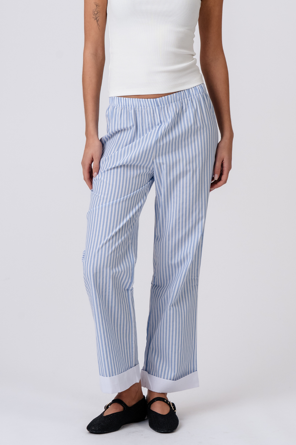 Layla raidallinen Pants - vaaleansininen