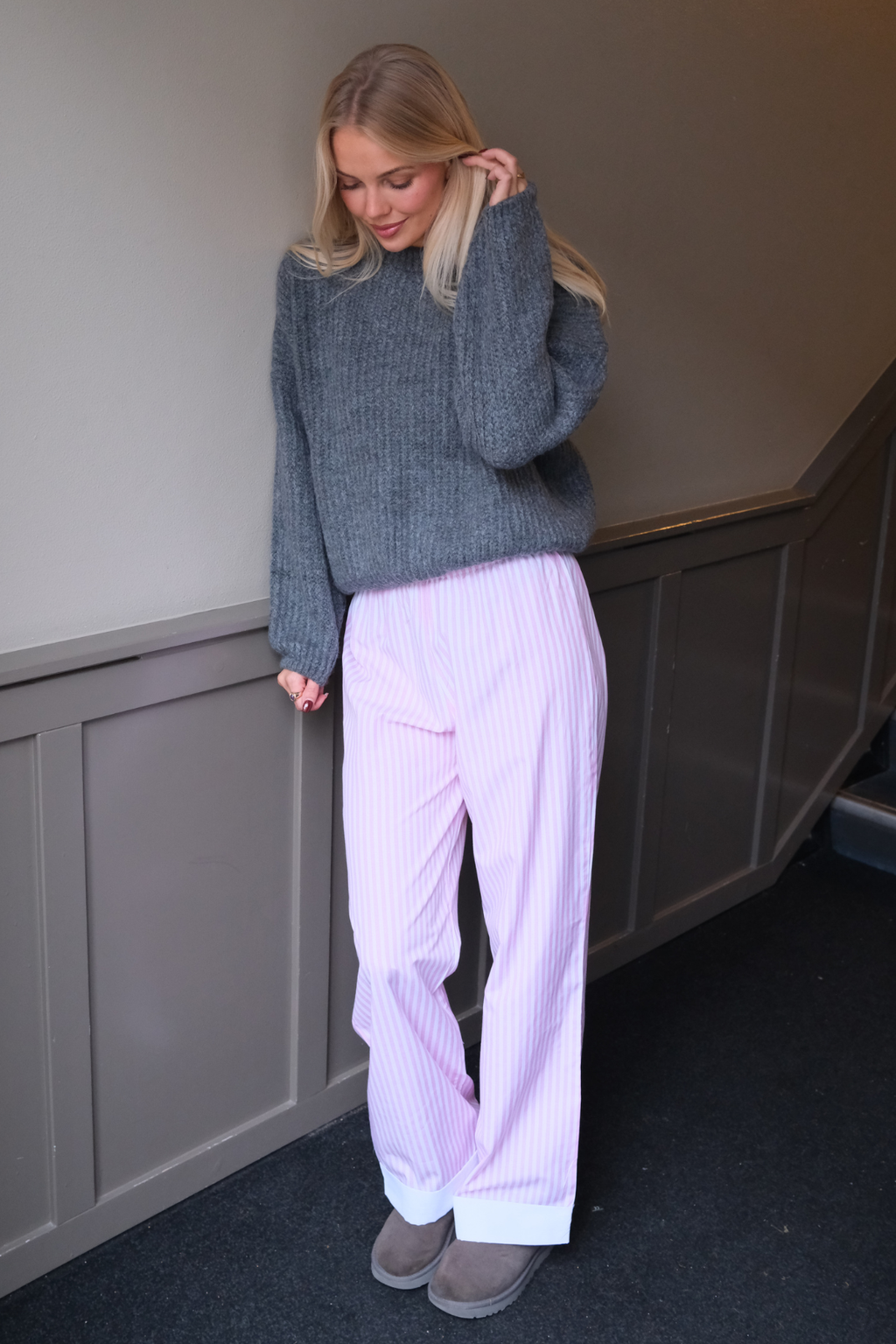 Layla raidallinen Pants - vaaleanpunainen