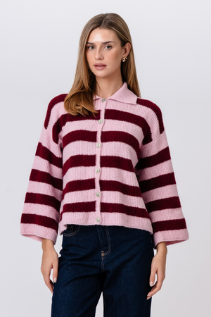 Josie Polo Knit - Pinkki/Burgundy