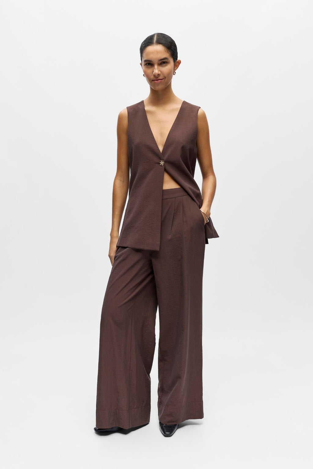 Isla Wide Pants - Ruskea