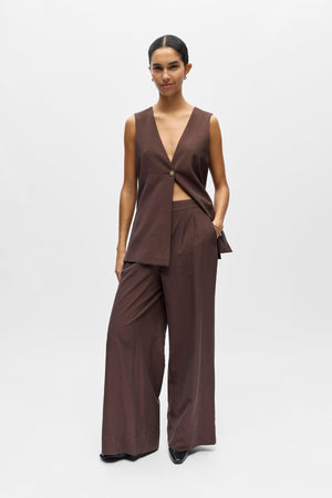 Isla Wide Pants - Ruskea