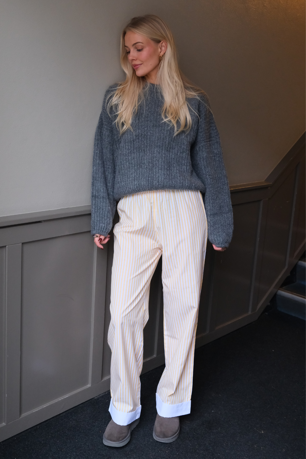 Layla raidallinen Pants - keltainen