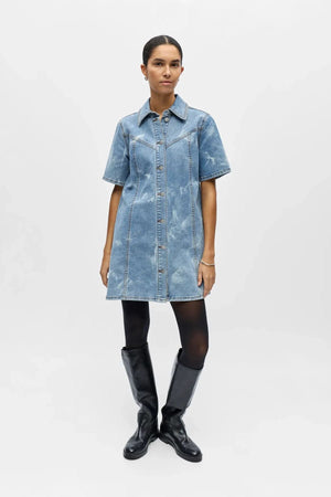 Claudia lyhyt farkkumekko - vaaleansininen denim