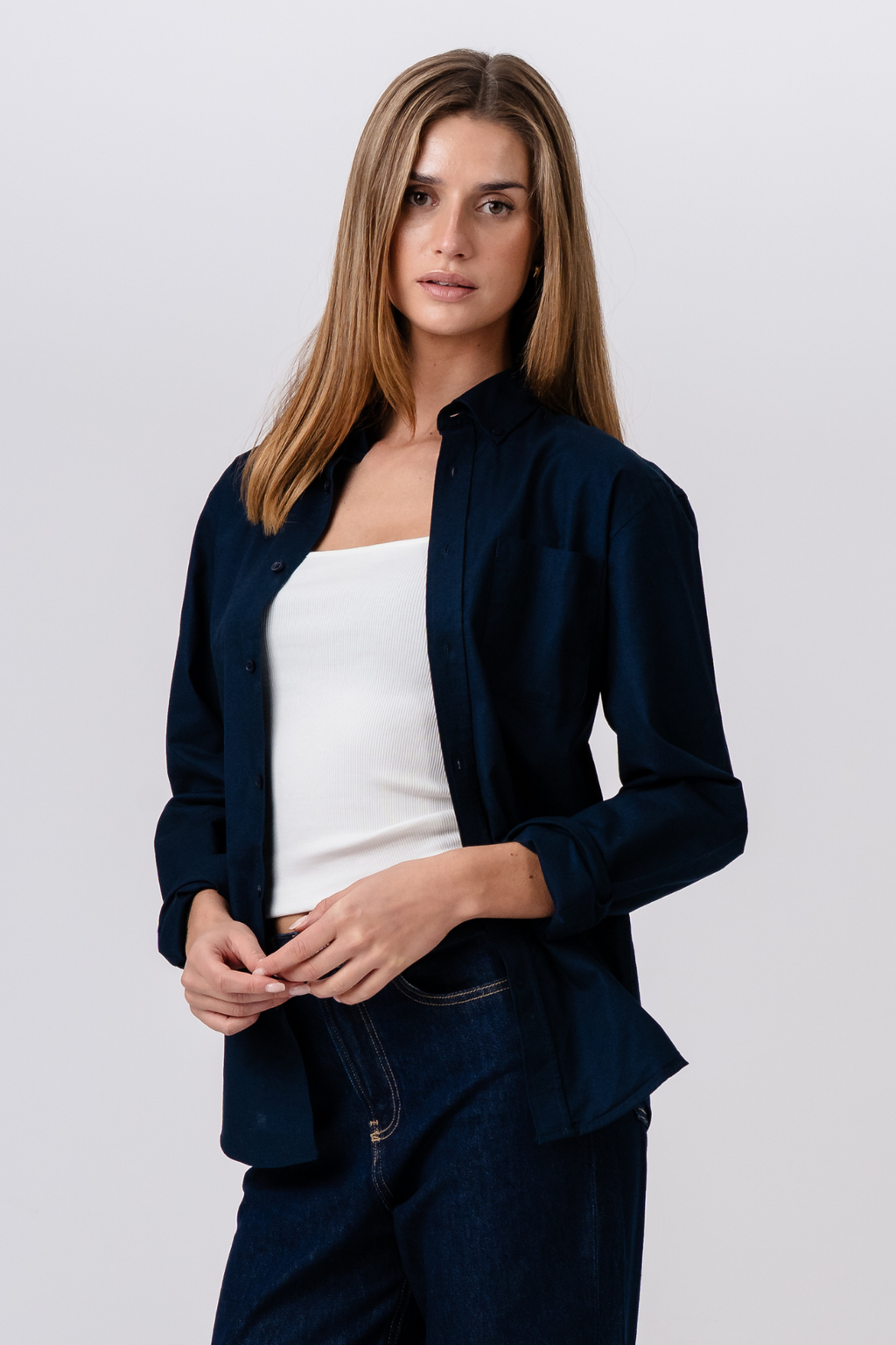 Boyfriend Oxford -paita - laivasto