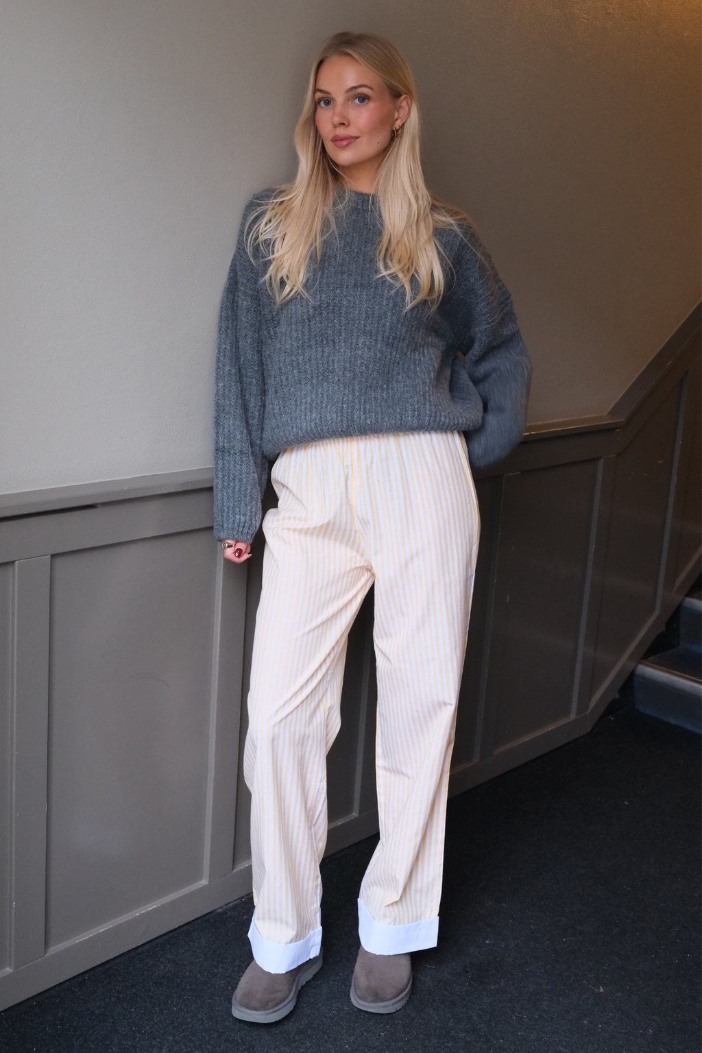 Layla raidallinen Pants - keltainen