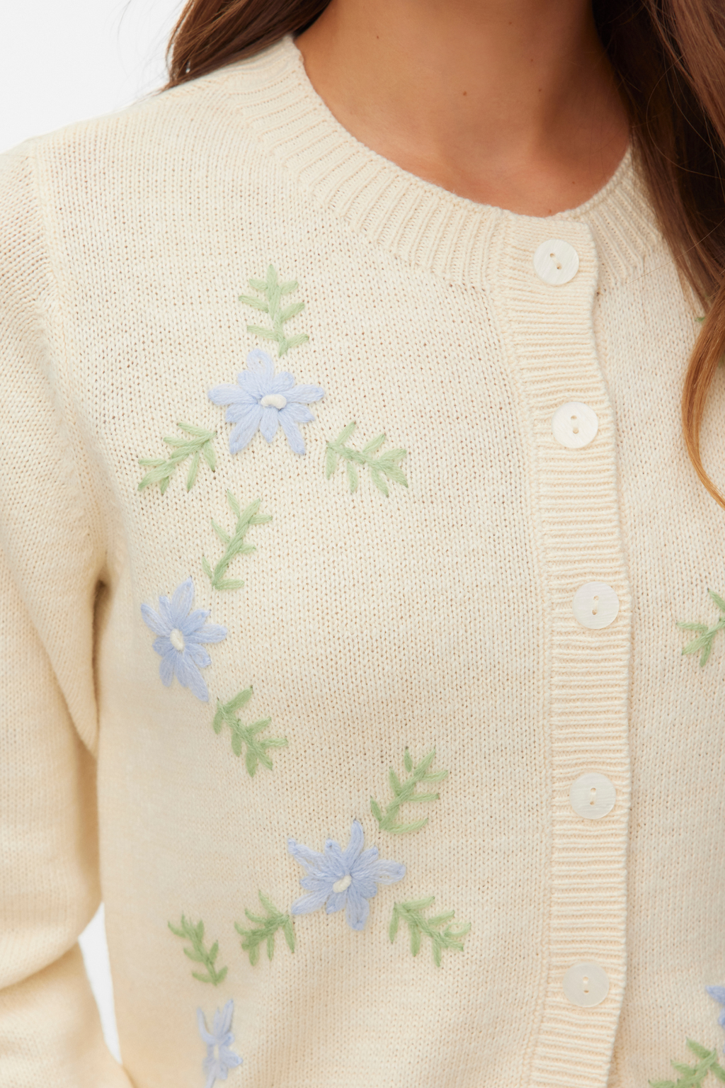 Camille O-neck neuletakki - koivu