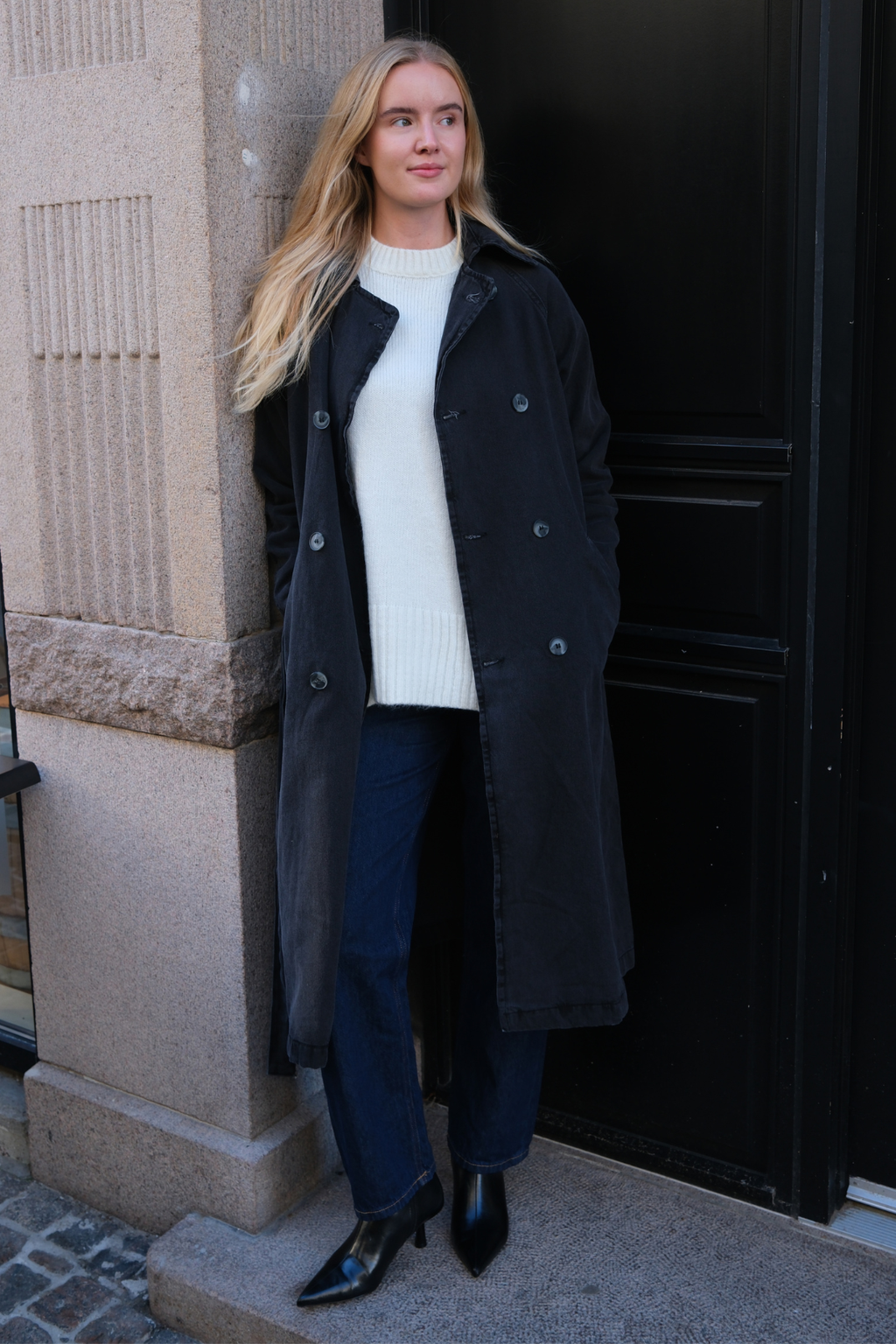 Denim -trenchcoat - antrasiitti