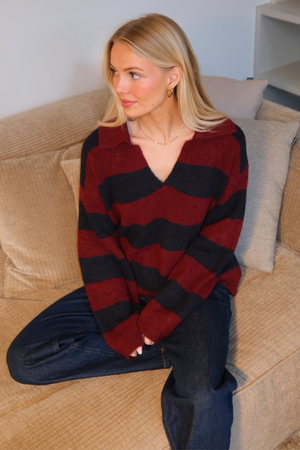 Nora Knit - Burgundy/ Deep Blue