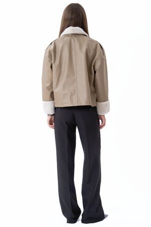 Faux Leather Shearling -takki - beige