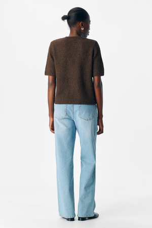 Aggia s/s neulottu pullover - sinetöinti ruskea