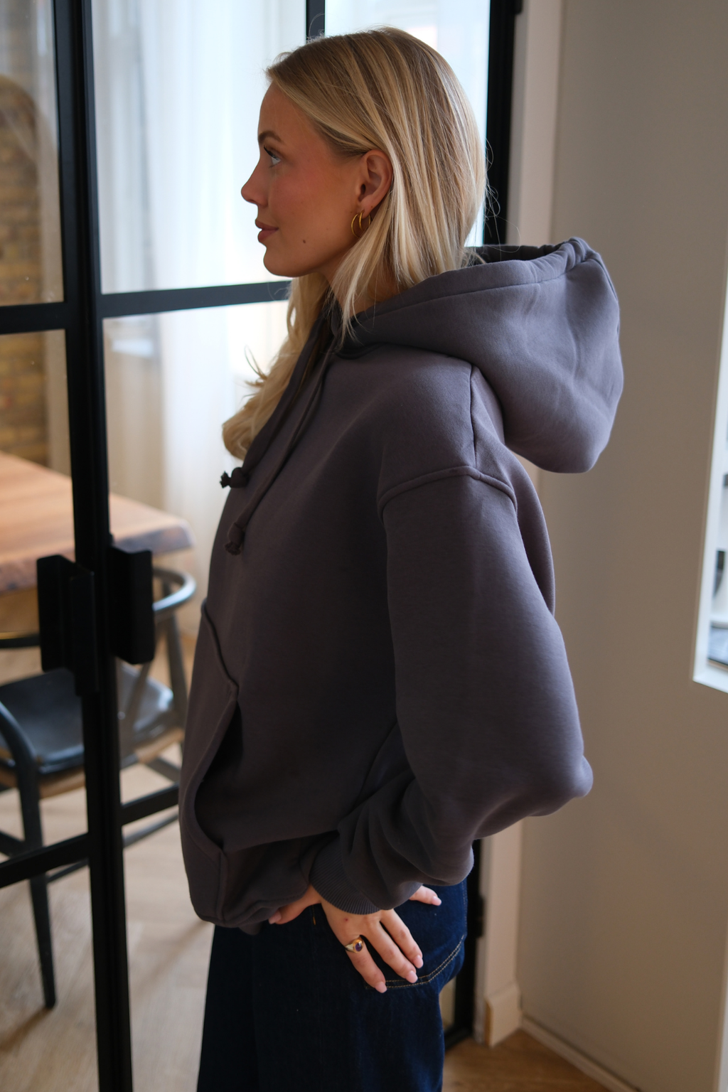Stella Oversized Huppari - tummanharmaa