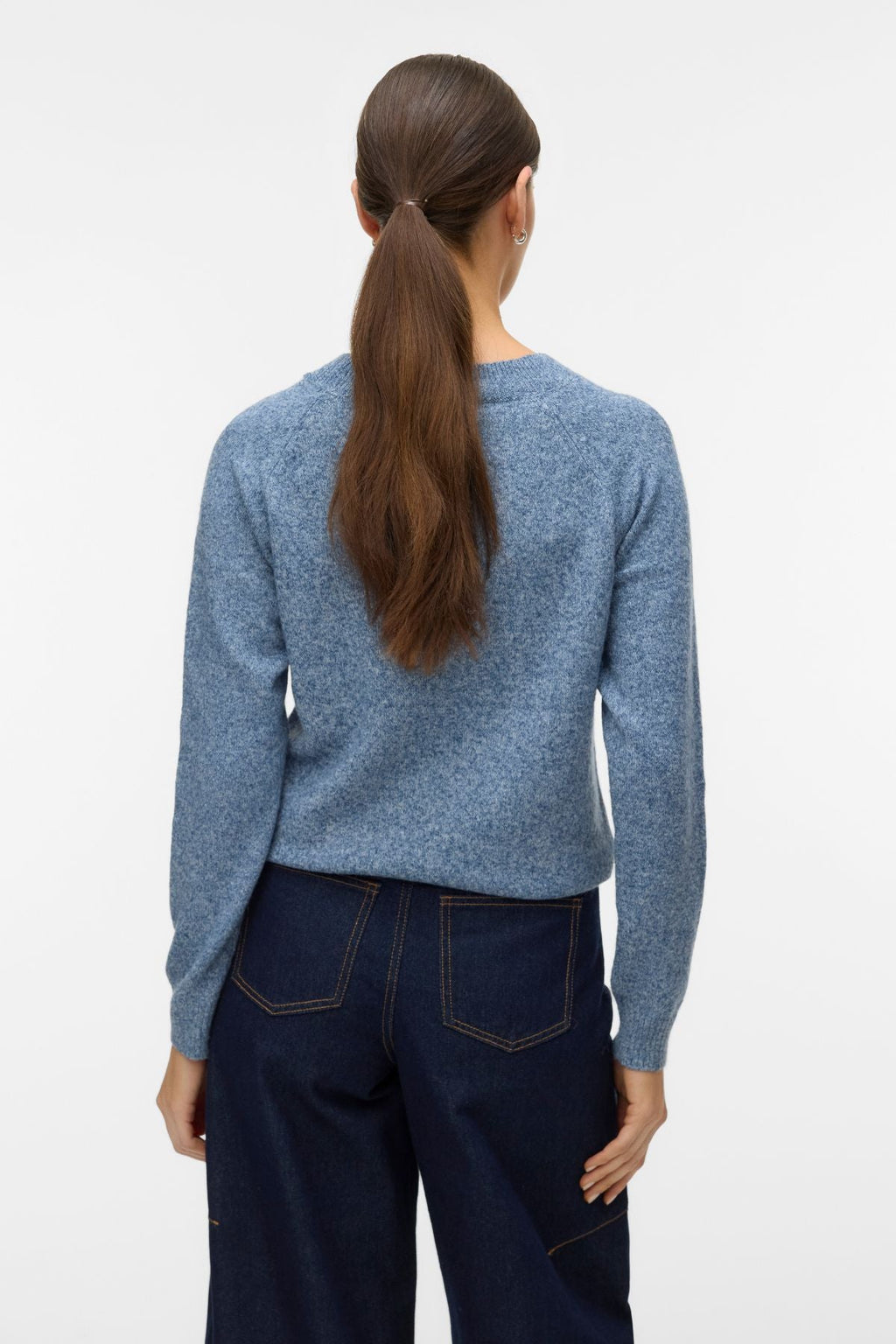 Doffy O-neck pusero - Dark Denim w. Valkoinen melange