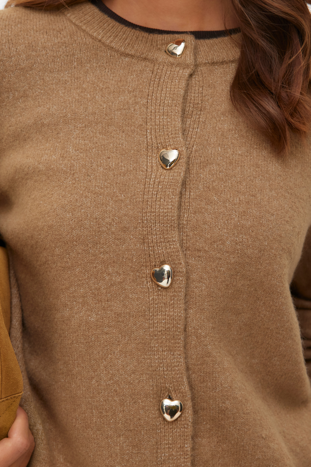 Fiona Short Button Neuletakki - Silver Mink Melange