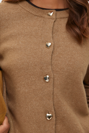 Fiona Short Button Neuletakki - Silver Mink Melange