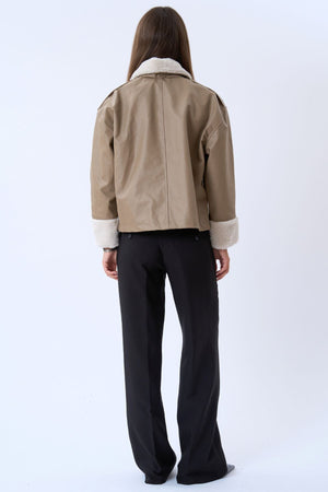 Faux Leather Shearling -takki - beige