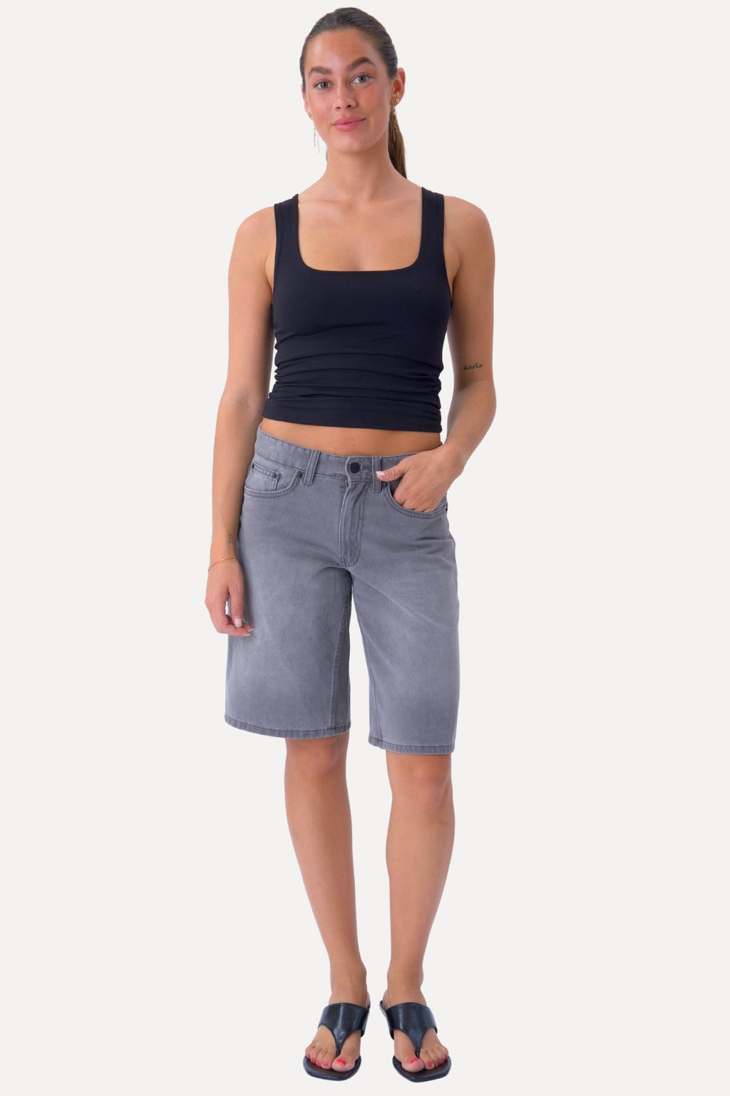 Denim Shorts - Harmaa