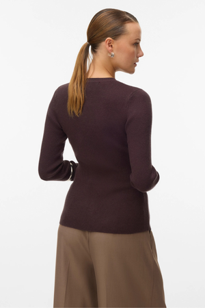 Ukino o -kaula -neulottu neuletakki - suklaan luumu