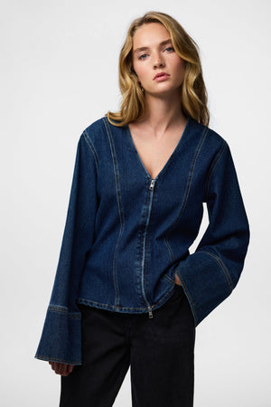 Flora Denim Shirt - Tummansininen Denim
